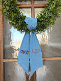 Dark Blue OKC Thunder Wreath Sash | Personalized Dark Blue Gingham Door Decor