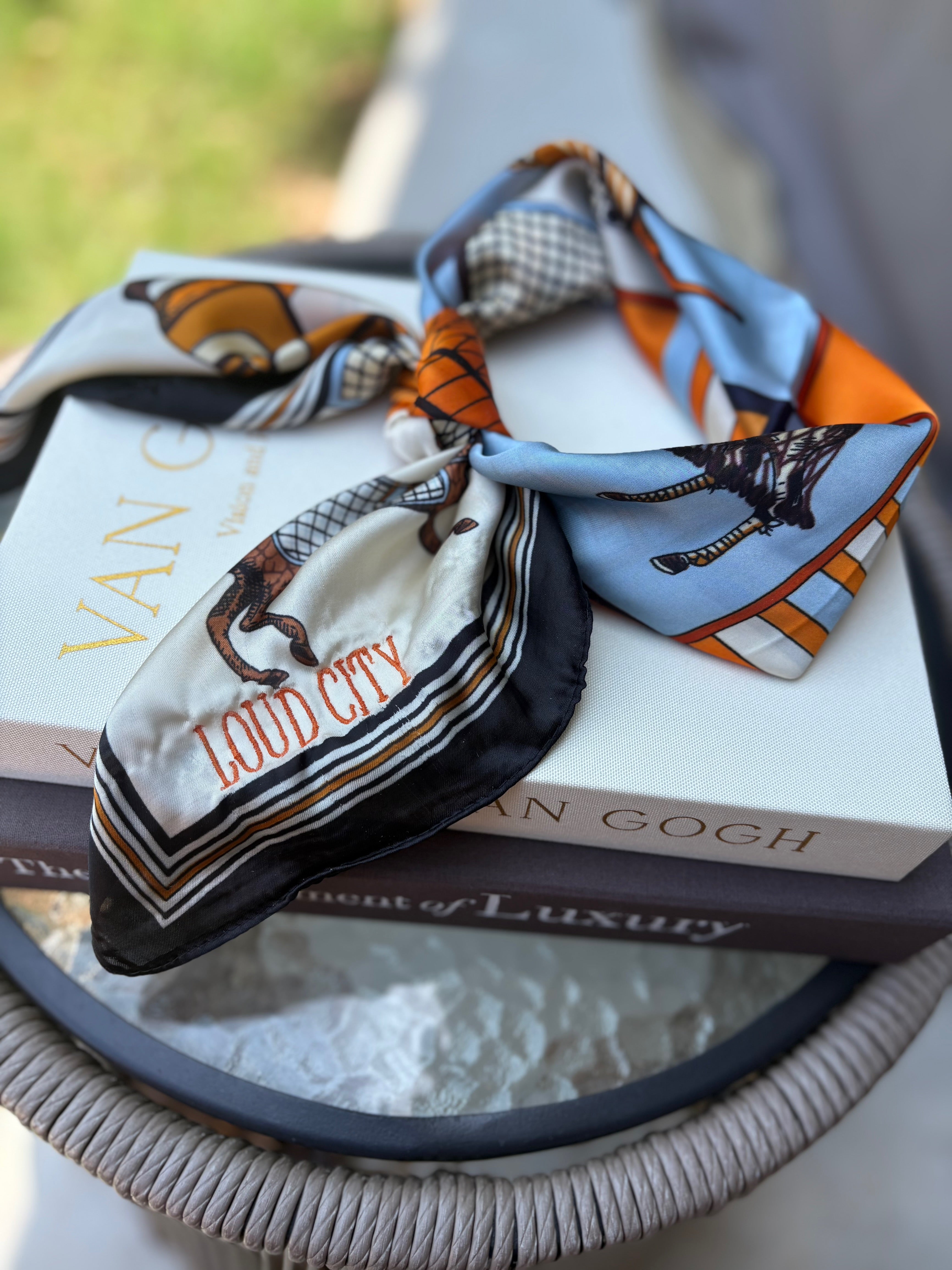 OKC Thunder Embroidered Bandana Scarf | Faux Silk Western Neck Scarf