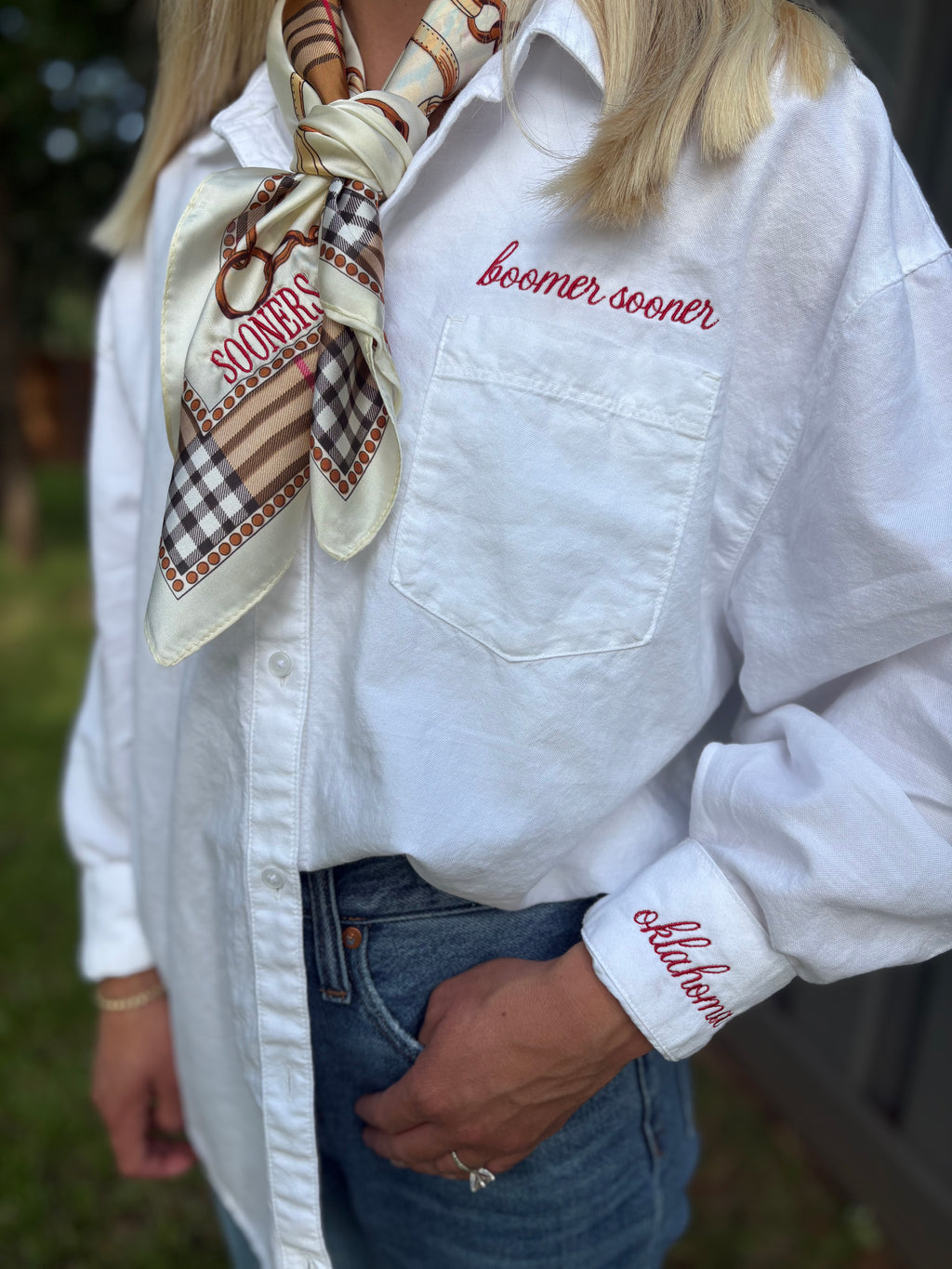 Oklahoma Sooners Embroidered Plaid Scarf