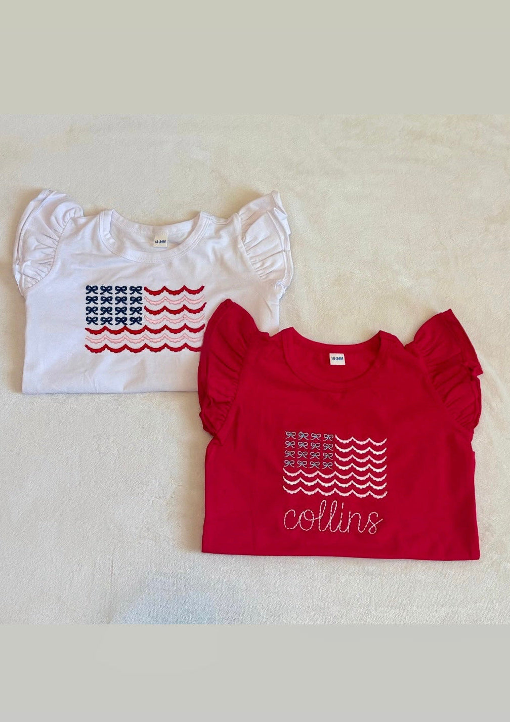 Girls 4th of July Shirt – Custom Name American Flag Tee