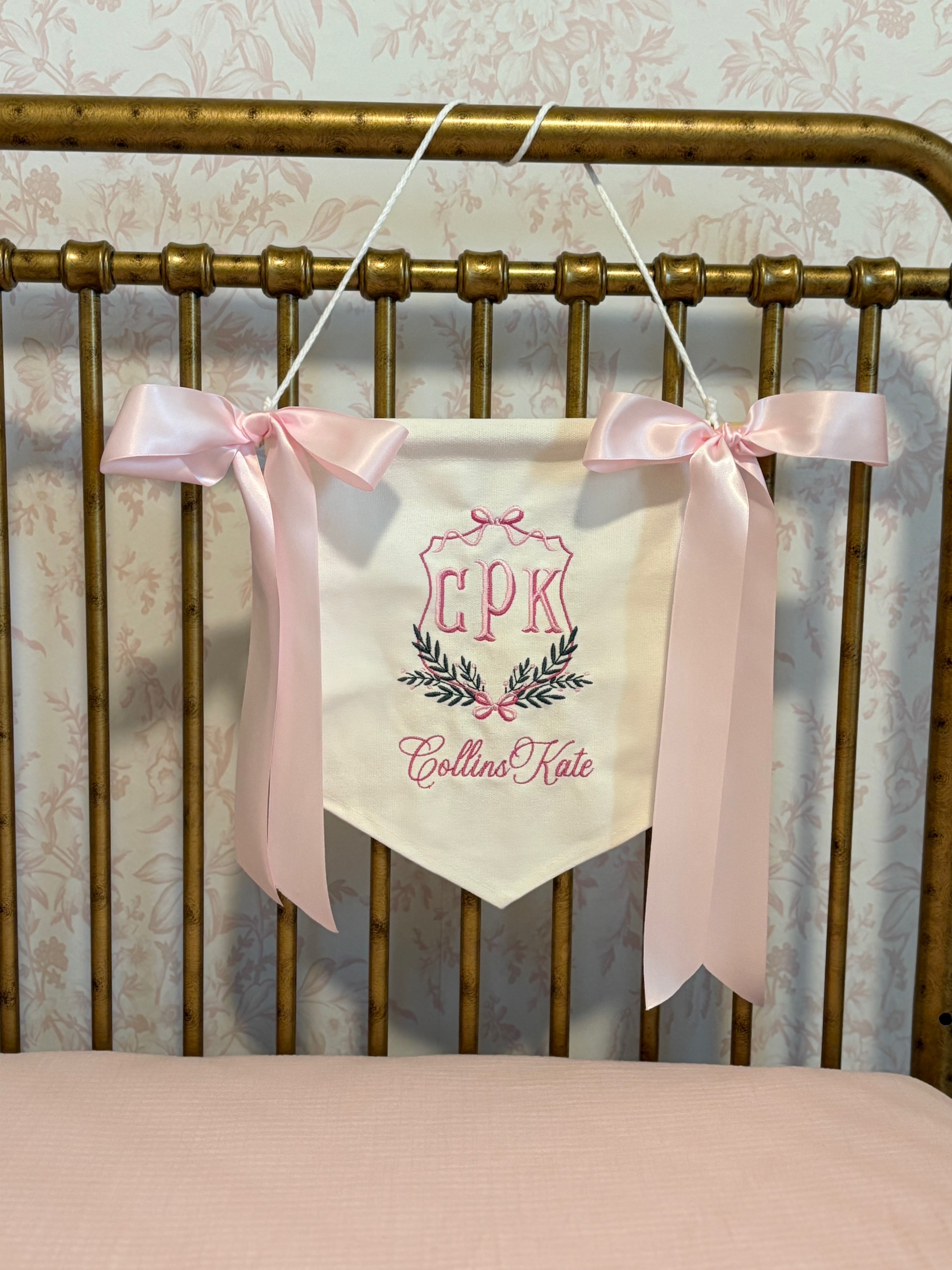 Custom Embroidered Newborn Announcement Banner