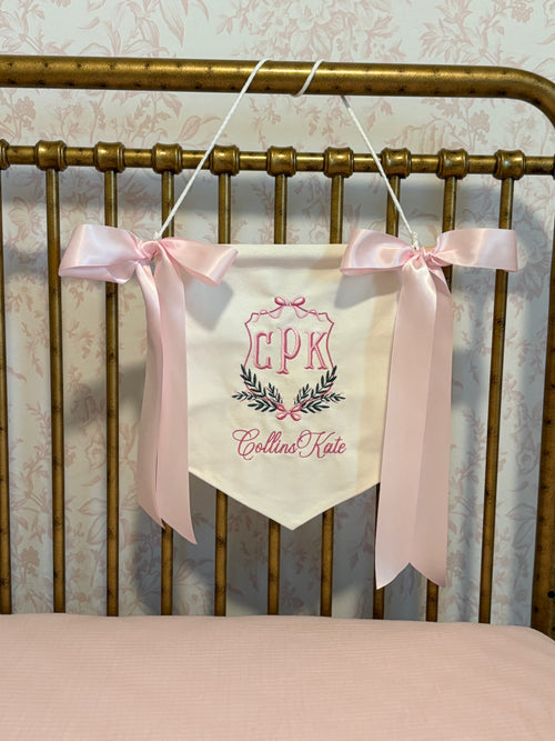 Custom Embroidered Newborn Announcement Banner