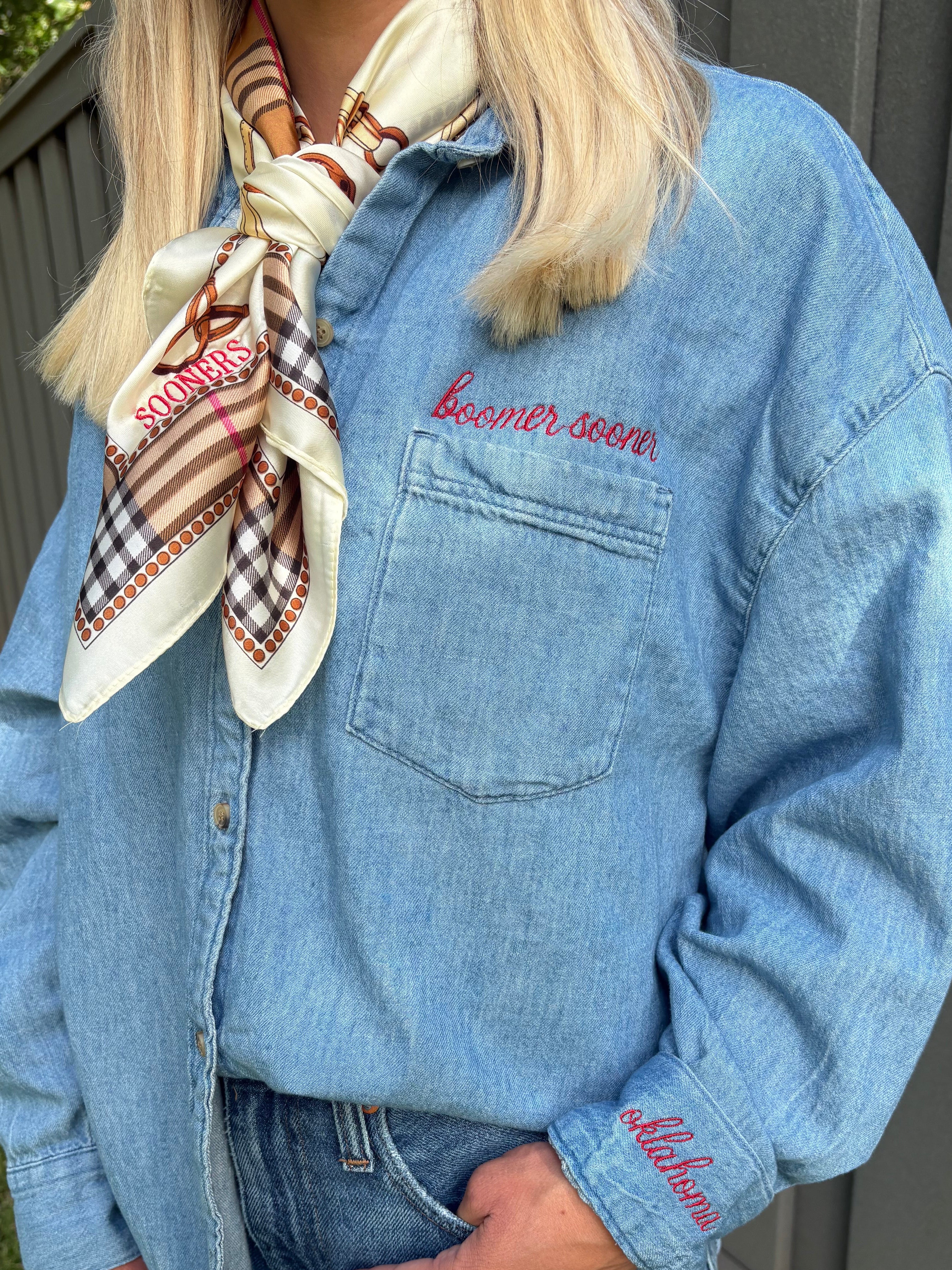 Women’s OU Sooners Denim Button Down