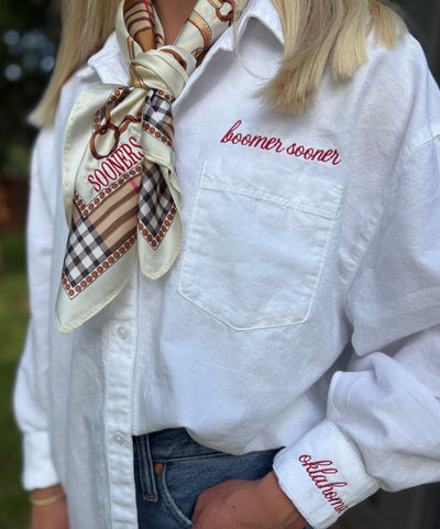 Women’s OU Sooners Embroidered White Button Down