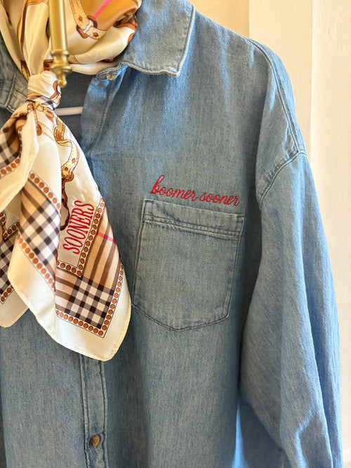 Oklahoma Sooners Embroidered Plaid Scarf