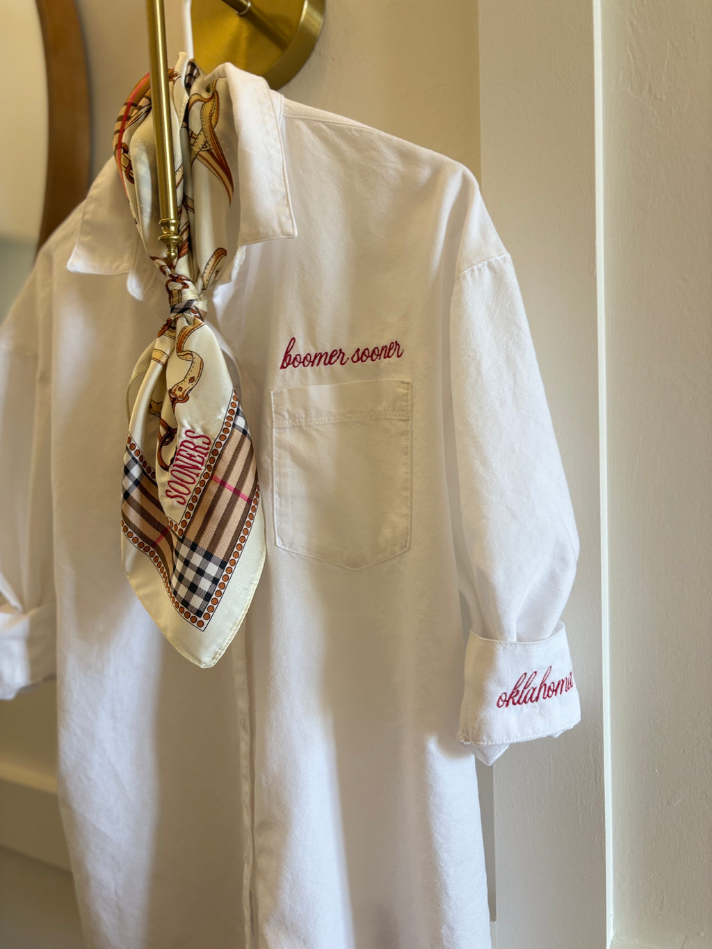 Women’s OU Sooners Embroidered White Button Down