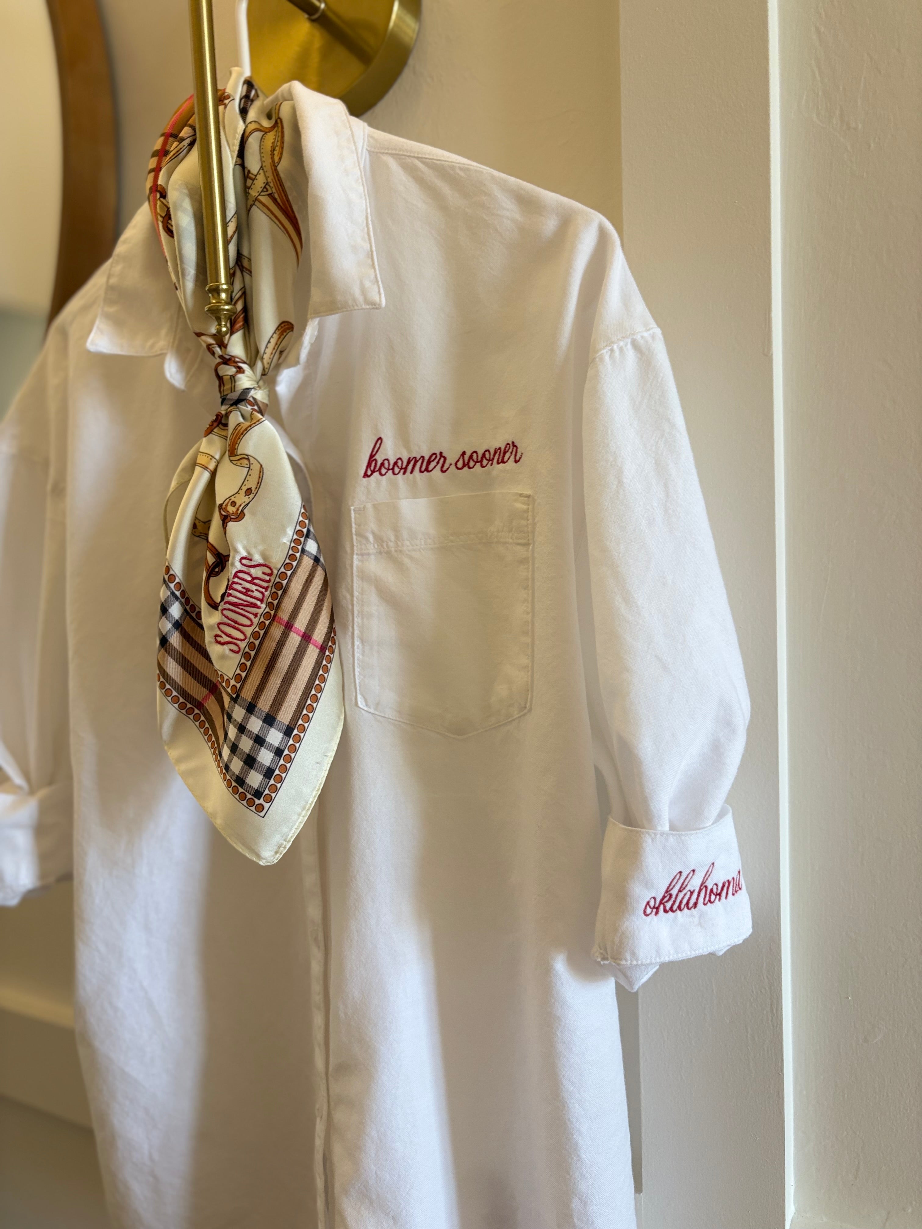 Women’s OU Sooners Embroidered White Button Down