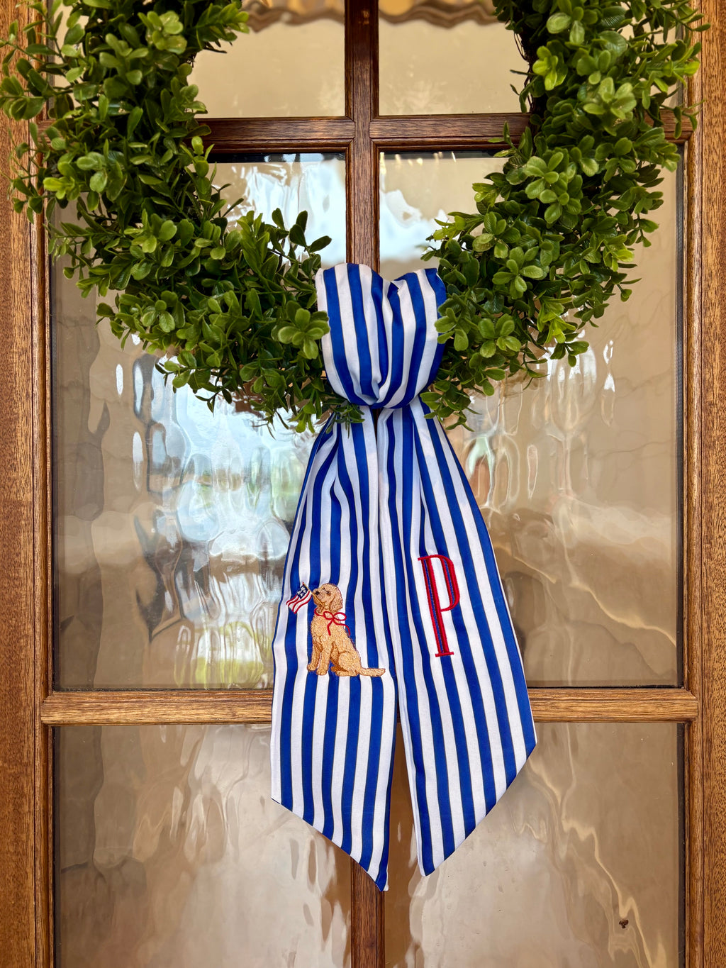 4th of July Wreath Sash | Customizable Navy Patriotic Decor | Independence Day