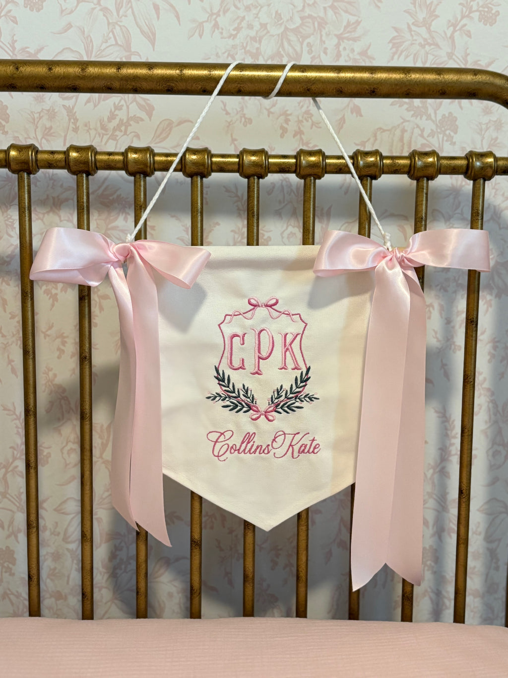 Custom Embroidered Newborn Announcement Banner