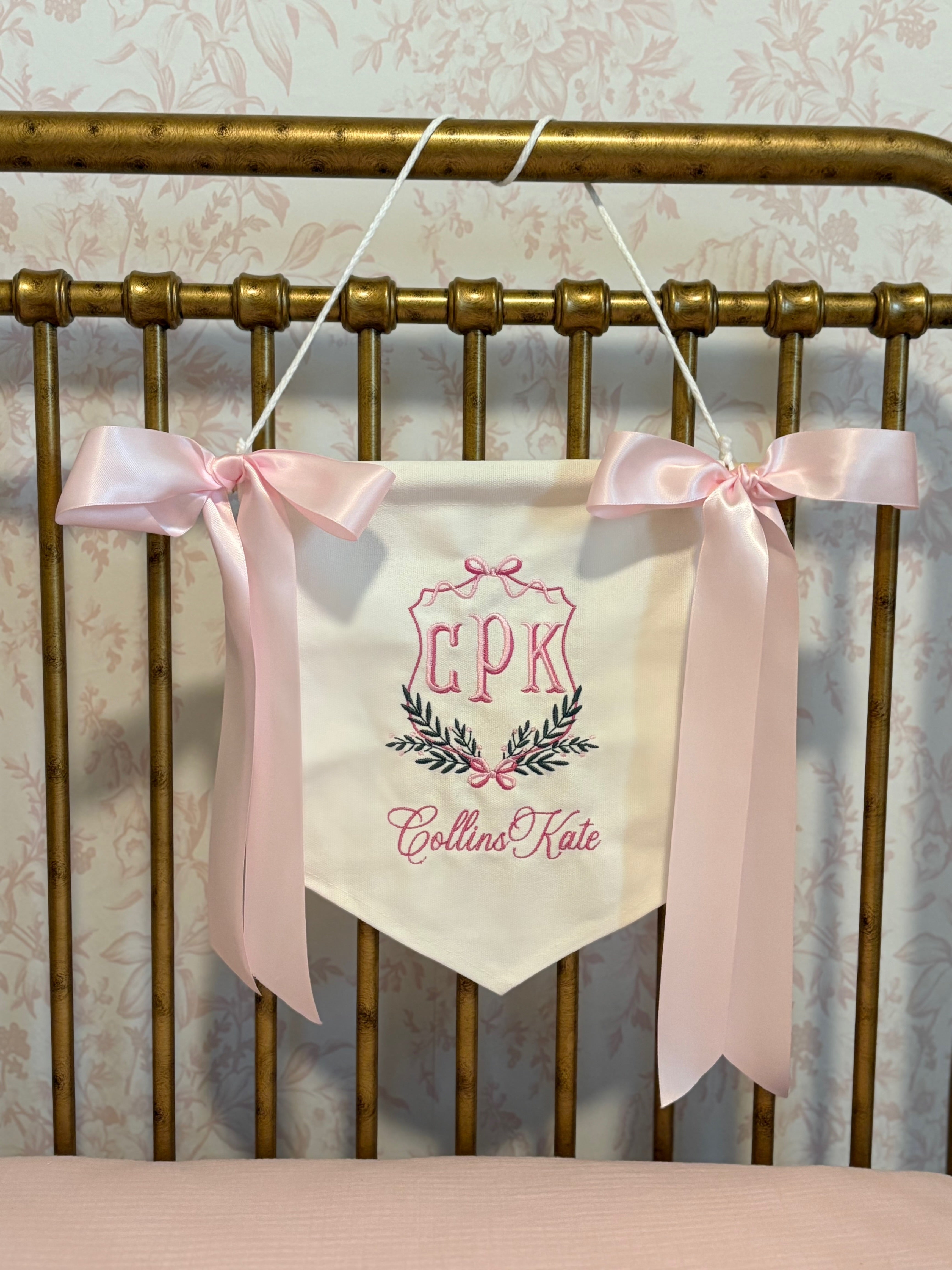 Custom Embroidered Newborn Announcement Banner