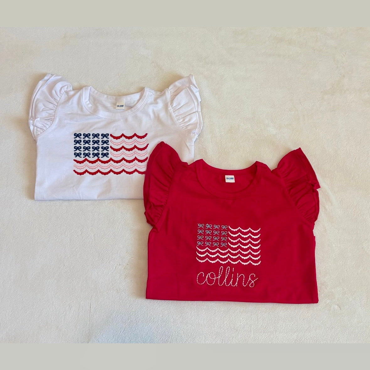 Girls 4th of July Shirt – Custom Name American Flag Tee