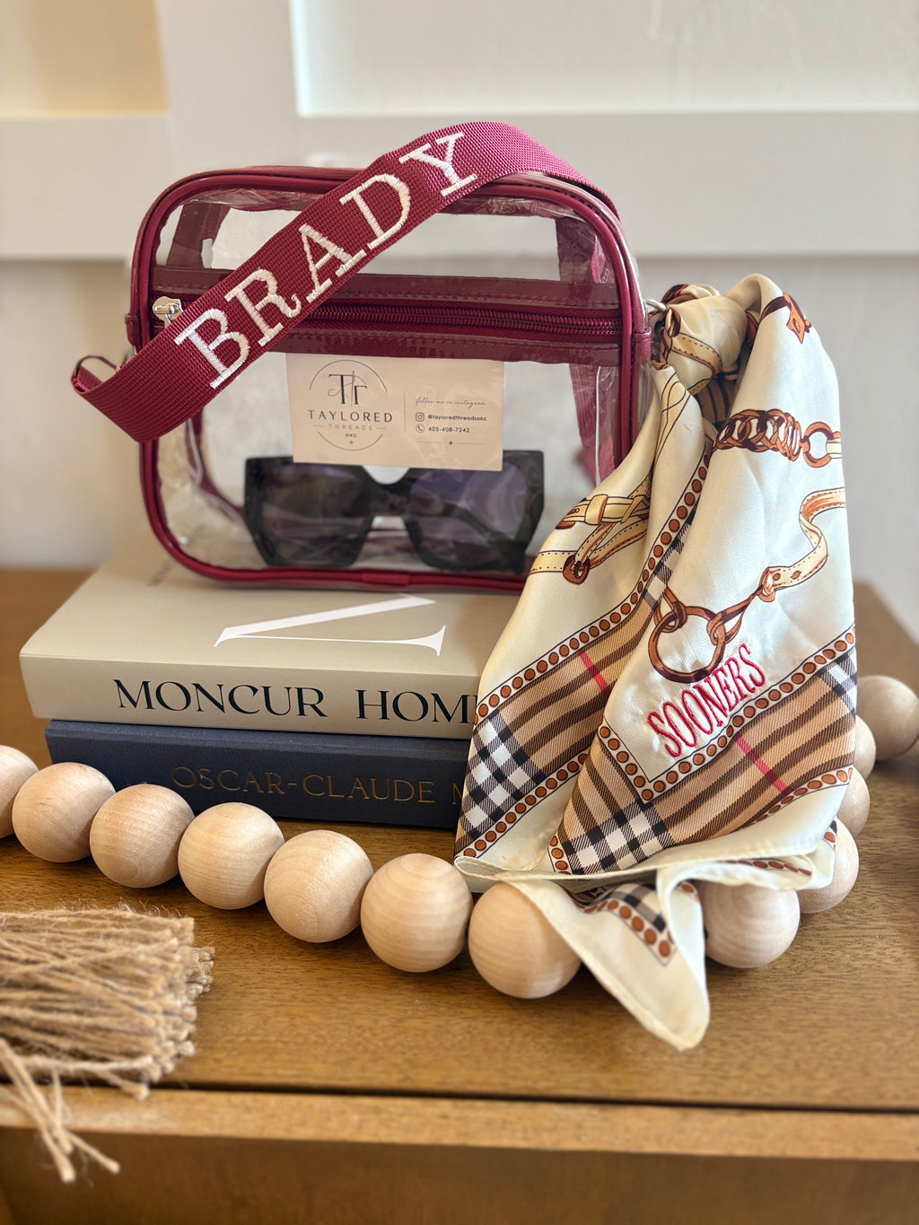 Oklahoma Sooners Embroidered Plaid Scarf