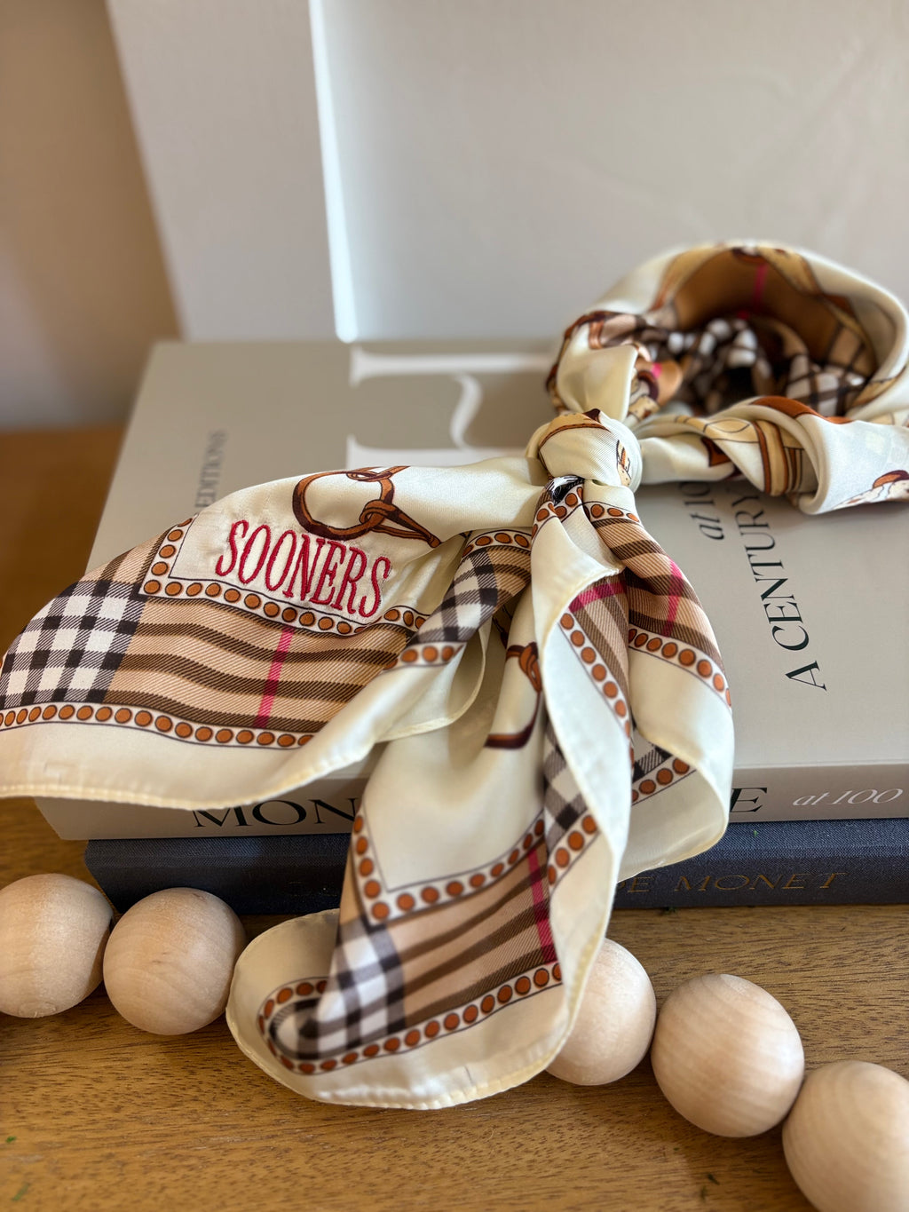 Oklahoma Sooners Embroidered Plaid Scarf