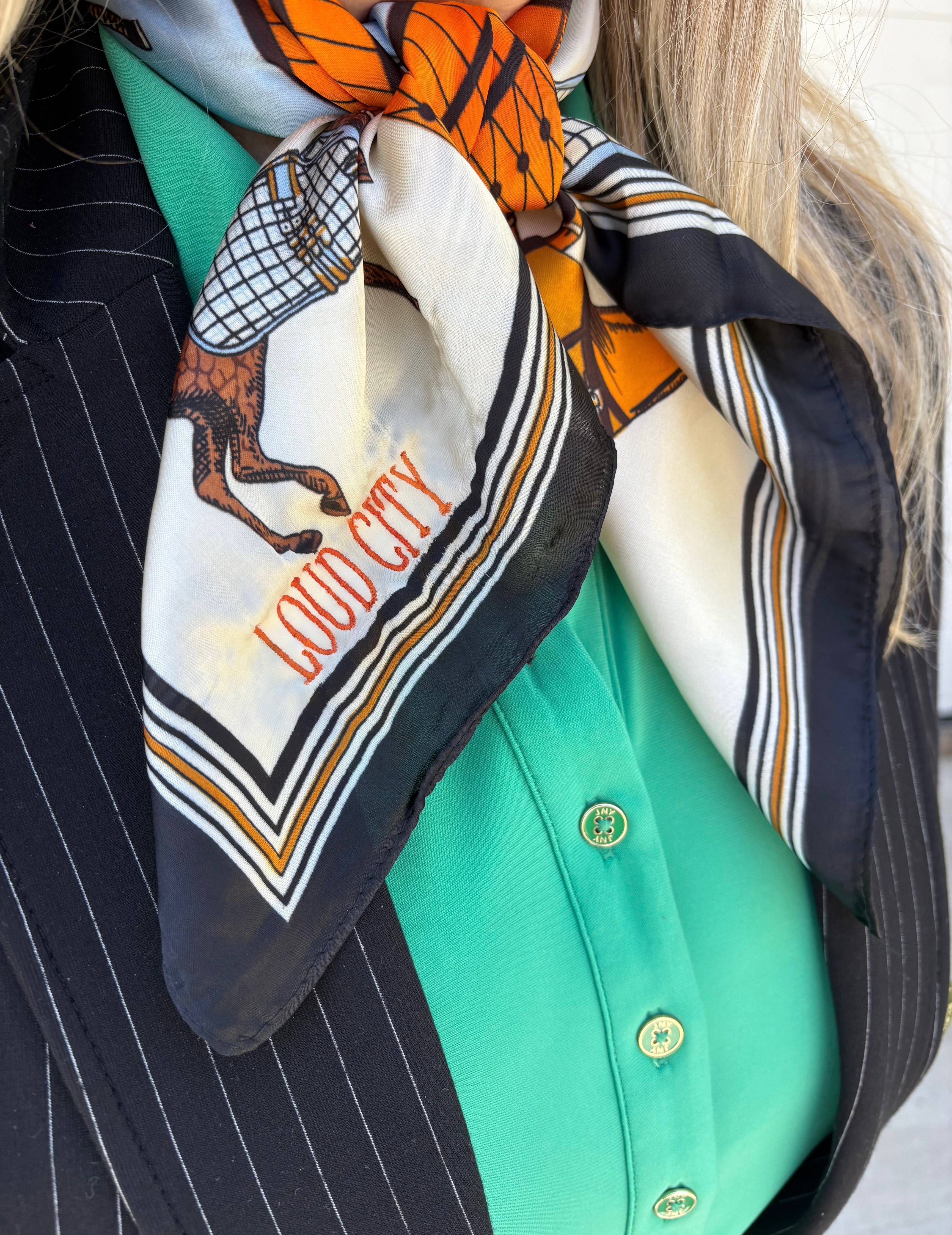 OKC Thunder Embroidered Bandana Scarf | Faux Silk Western Neck Scarf